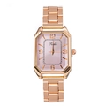 Elegant rose gold women's watch with an octagonal dial and lavender purple face - Pink
