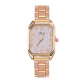 Montre à quartz carrée élégante pour femme en or rose avec bracelet en métal et chiffres - Rose