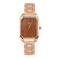 Détail d'une montre Tadi en or rose, cadran marron et chiffres arabes pour femme - Marron