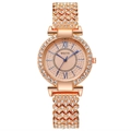 Women's rose gold watch with sparkling rhinestones and blue Roman numerals by Weite - Rose Gold