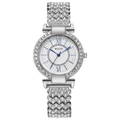 Luxury silver-toned watch for women featuring shimmering crystals and Roman numerals - Silver