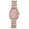 Luxury rose gold snake head watch for women with diamond encrusted band and crystal dial - Rose Gold