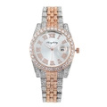 Luxury two-tone steel watch with diamonds, Roman numerals and calendar display - Two-tone Rose Gold White Dial