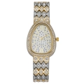Elegant snake head luxury watch for women with sparkling rhinestones and steel band - Two-tone (Gold & Silver)