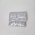 Close-up of silver quilted storage pouch with star patterns and metal button closure - Pentagram / Silver