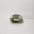 Detail of soft plush shell bag with striped pattern and secure zip closure - Green & Coffee Plaid