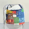 Borsa tote patchwork in denim bohémien con stampe etniche e etichetta SEE YOU - Stile Patchwork Bohémien