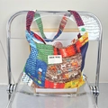 Bolso tote étnico de retazos florales con etiqueta decorativa 'SEE YOU' - Patchwork de Bloques de Color (Botón de Presión)
