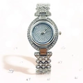Sparkling silver women's watch with full crystal-set dial and elegant rhinestone-encrusted band - Silver