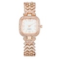 Elegante reloj cuadrado para mujer en oro rosa con bisel de diamantes y pulsera geométrica - Oro rosa