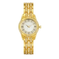 Elegant gold ladies watch with full diamond setting and Roman numeral dial indices - Gold