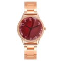 Orologio elegante donna in oro rosa con quadrante rosso testurizzato e strass - Rosso