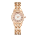 Rose gold women's quartz watch with full rhinestone band and Roman numeral dial - Rose Gold