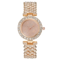 Elegante orologio da donna in oro rosa con quadrante e cinturino in metallo tempestati di strass - Oro rosa