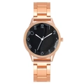 Orologio da donna al quarzo oro rosa con lunetta in strass e quadrante nero - Nero