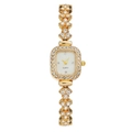 Elegante reloj de cuarzo cuadrado dorado con pulsera de flores y diamantes - Dorado