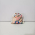 Detail of artistic floral drawstring pouch with colorful oil painting texture - Oil Painting Red Flowers