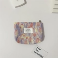 Canvas makeup bag with purple tulips and rabbit print in a cute minimalist style - Rabbit Tulip Pink Purple
