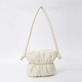 Quilted puffer hobo bag in creamy white with unique side knot details for women - One Size / White