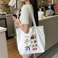 Sac fourre-tout blanc cassé avec broderies colorées de chats et motifs floraux - Sac Bandoulière Cordon Broderie Éponge Mignon : Petite Fleur Hirondelle (Blanc)
