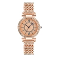 Montre de luxe pour femme en or rose avec cristaux complets et chiffres romains - Or rose