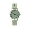 Morandi light green minimalist quartz watch with soft silicone strap and numeric dial - Green