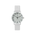 Minimalist white silicone strap quartz watch with artistic black numerals and heart second hand - White