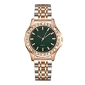 Luxury quartz watch with emerald green dial and crystal-encrusted bezel in two-tone steel - Green