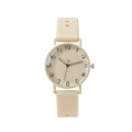 Montre à quartz en silicone beige minimaliste avec chiffres d'art et cadran à cœur - Beige