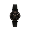 Minimalistische schwarze Quarzuhr mit Silikonarmband und geometrisch geschliffenem Glas - Schwarz