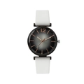 Minimalistische Damen Quarzuhr mit Verlaufszifferblatt und weißem Silikonarmband - Weiß