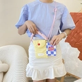 Mini sac à bandoulière jaune pour téléphone avec bouton rouge et poignée rose - Jaune clair