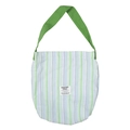 Bolso tote de lona a rayas en tonos pastel con correa de hombro ancha color verde - Raya Verde