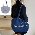 Grande borsa tote in tela blu scuro, perfetta per il pendolarismo quotidiano - Everything Blu Denim