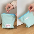 Trousse à maquillage minimaliste en nylon vert clair avec fermeture éclair violette - Vert d'Eau