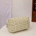 Pochette per cosmetici in tweed verde e bianco con cerniera per trucco e cellulare - Tweed Giallo / Giallo