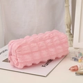 Pink bubble texture pencil case with high capacity and soft quilted fabric design - Pink