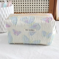 Floral jacquard pouch with butterfly pattern, zip closure and MAY RABBIT label detail - Colorful Butterfly