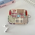 Detail of floral corduroy mini organizer bag showing patch design and snap closure - Jigsaw Puzzle