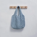 Light blue bubble texture popcorn fabric tote bag with aesthetic minimalist pleated design - Bubble Blue
