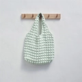 Light green popcorn texture tote bag with minimalist shoulder strap on wooden hanger - Bubble Light Green