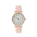 Reloj de cuarzo minimalista para mujer con correa de cuero rosa y caja de oro rosa - Rosa