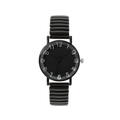 Fashionable black elastic band watch with artistic hand-drawn white numbered dial - Black