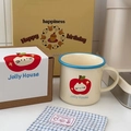 Tazza in ceramica con gatto e mela, scatola regalo coordinata e borsa di carta gialla - 270ML / Gatto Mela