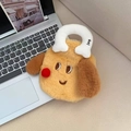 Detail of plush cartoon puppy hot water bottle with soft faux fur and embroidered features - Greedy Puppy-Khaki (With Inner Liner)