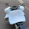 Thick blue winter windproof scooter cover with cartoon puppy pattern and fleece lining - Blue Dog