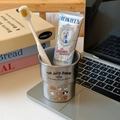 Stainless steel toothbrush cup with cute dachshund prints and bathroom accessories - Dog Family - Silver