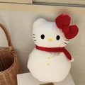 Cute Hello Kitty snowman hot water bottle with white plush cover and red bow detail - Without Liner / Cat Snowman
