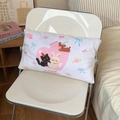 Detail of cute cartoon animal chair cushion with cat and rabbit on white folding chair - Pink Heart Waist Support