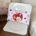 Detail of cute bear and cat pattern on a thick, soft white chair backrest cushion - Red Apple Waist Support